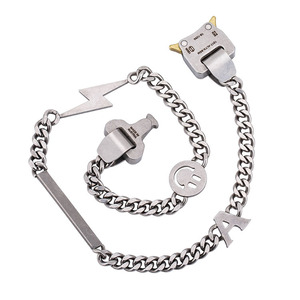 <b>Titanium</b> Steel Chain Necklace Letter Pendant Geometric Design Men's Hip Hop Punk Style Fashion Accessory Gift - Product Image 5