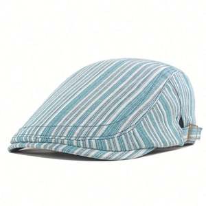 Gorras Planas a Rayas de Lino y Algodón Vintage para Hombre y Mujer, Gorros Casuales Estilo Ivy para Deportes de Invierno y Actividades al Aire Libre - Product Image 1