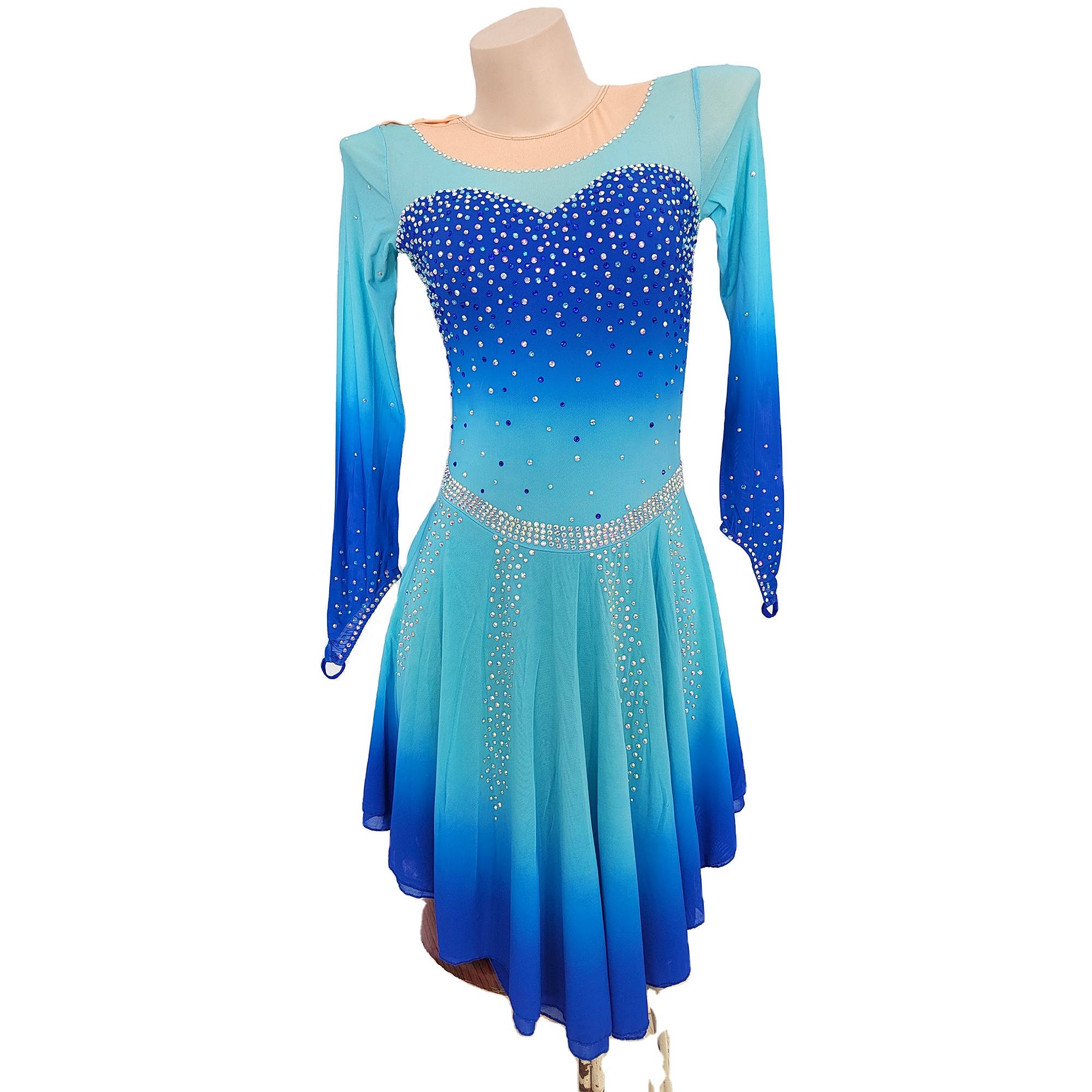 Figure Skating Dress for Women and Girls - Rhinestone Ice Skating  Performance Wear, Custom Size, Stretchy Attire