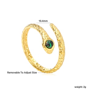 Anillo Ajustable de Acero Inoxidable Impermeable con Estrella y Turquesa, Bañado en Oro PVD de 18K, Anillo Abierto con Textura de Estrella de Mar - Product Image 2