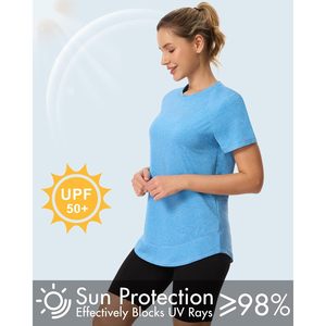 Camisetas Deportivas para Mujer, Manga Corta, UPF 50+, Secado Rápido, Protección Solar, Gimnasio, Running, Corte Holgado, Paquete de 4 - Product Image 4