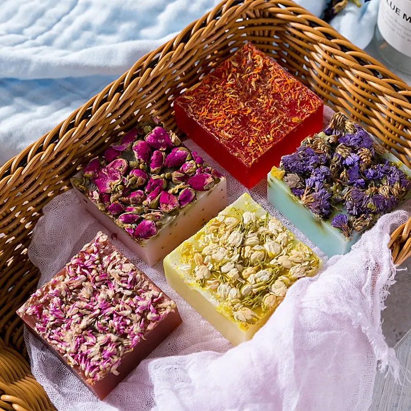 Custom Private Label Rose Handmade Soap Face Skin Care Moisture Organic Plants Soaps With Dried Flowers