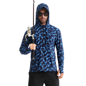 Venta al por mayor 100% poliéster estampado camuflaje costero manga larga secado rápido pesca Jersey transpirable Sudadera con capucha y camisas - Product Image 5