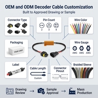 Module 2 broches 50W 6Ω doré avec gaine tressée, connecteur mâle-femelle, décodeur d'éclairage, faisceau de résistance de charge LED personnalisé