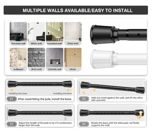 ARODDY-<span class=keywords><strong>Barre</strong></span> de Tension Romaine Moderne de 1.65 à 2.15m, Tringle à Rideau Télescopique de <span class=keywords><strong>Plafond</strong></span>, Extensible, en Fer, pour Fenêtres - Product Image 5