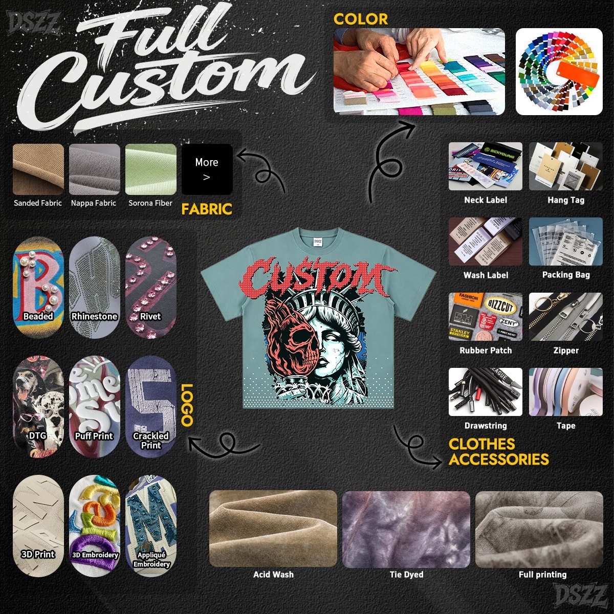 Custom Men's Casual Summer T-Shirt Street Style Fashionable Digital Printing Rhinestone Neck Detail Oversized Breathable Cotton