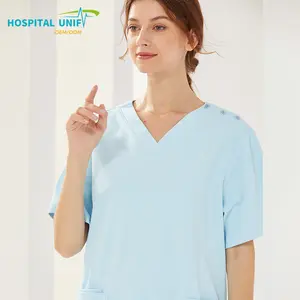 H & U 2024 OEM soins infirmiers gommage uniforme hôpital Stretch médical gommages en gros à la mode figues gommages uniformes ensembles