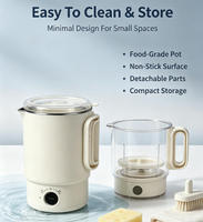 Casserole électrique portable en acier inoxydable, design pliable pour les voyages, avec isolation thermique