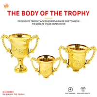 Trophée miniature en plastique plaqué or personnalisable avec logo, 3 tailles, pour enfants, idéal pour les remises de diplômes