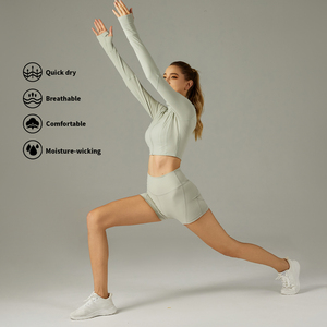 MIQI 2024 nouvelles femmes fermeture éclair en plein air course sport Yoga <span class=keywords><strong>manteau</strong></span> filles séchage rapide haut court Fitness à manches longues veste - Product Image 6