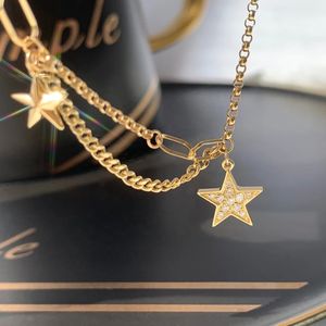 Xinfly 18K <b>Solid</b> Gold Shining Star Layered Chain Link <b>Bracelet</b> & Anklet for Weddings & Gifts Featuring Diamond - Product Image 2