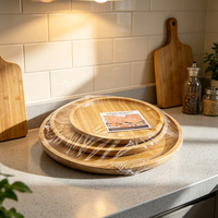 Ensemble de 3 plateaux ronds en bambou, empilables, utilisés pour les fruits, les collations et le stockage des aliments.