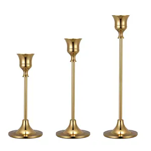 Candelabros em latão dourado, decoração de casamento, conjunto de velas flutuantes de aço, suporte de metal dourado