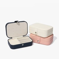 Haut de gamme luxe Double couche collier anneau stockage organisateur voyage emballage étui boîte à bijoux en cuir Pu bijoux boîte-cadeau