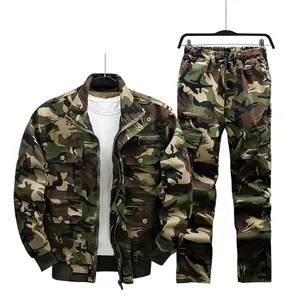 Casual Wear-resistant Overalls Set Pure Cotton Camouflage Clothing Labor Protection Clothing Elastic