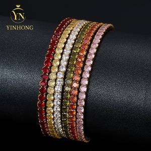 <span class=keywords><strong>925</strong></span> in argento Sterling elastico di colore Moissanite bracciale donna <span class=keywords><strong>uomo</strong></span> <span class=keywords><strong>925</strong></span> argento diamante Tennis bracciale Hip Hop gioielli - Product Image 1