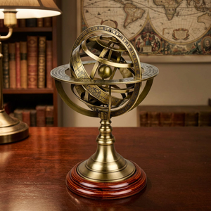 Globo terráqueo decorativo de latón, globo terráqueo vintage, esfera armilar de latón antiguo, astrolabio, globo celeste con grabado del zodiaco - Product Image 6