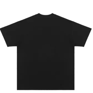 T-shirt pour homme en coton lourd noir, 95% coton, 5% élasthanne, couleur unie, col rond, taille oversize - Product Image 5