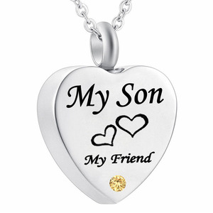 Cremación urna collar de mi hijo y amigo corazón recuerdo corazón de piedra de cristal de joyas de la Memorial para cenizas - Product Image 1