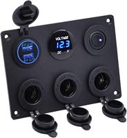 Cargador USB Dual de 12V con Encendedor de Cigarrillos, Toma de Corriente, Voltímetro LED, Interruptor de Palanca, Panel Múltiple para Auto, Barco, RV, 4.2A