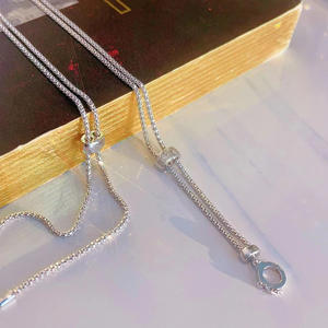 Collar de Plata de Ley S925 con un Solo Diamante, Cadena de Clavícula Súper Delgada con Hilo Invisible, Encanto Femenino - Product Image 4