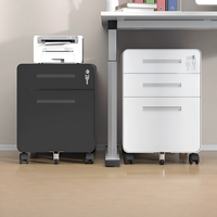 Meuble de rangement mobile en acier sous bureau avec 3 tiroirs