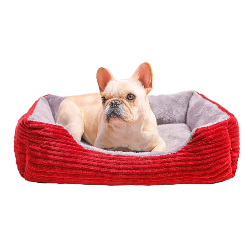 カスタマイズされた新しい長方形のベッド柔らかくて洗えるペットの犬のベッドコーデュロイ綿手作りペットソファ