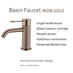 Có khía lưu vực vòi robinet wasserhahn Rose Gold UPC chứng nhận Đồng nóng lạnh nước trộn đơn xử lý grifo de lavabo