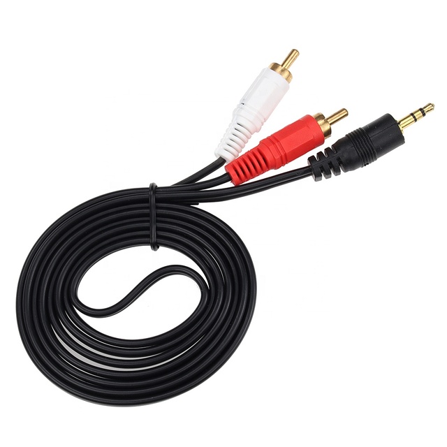 1.5M 3.5mm Jack Connector to 2 RCA Male Music Stereo Adapter Cable Audio AUX Line for Phones TV Sound Speakers