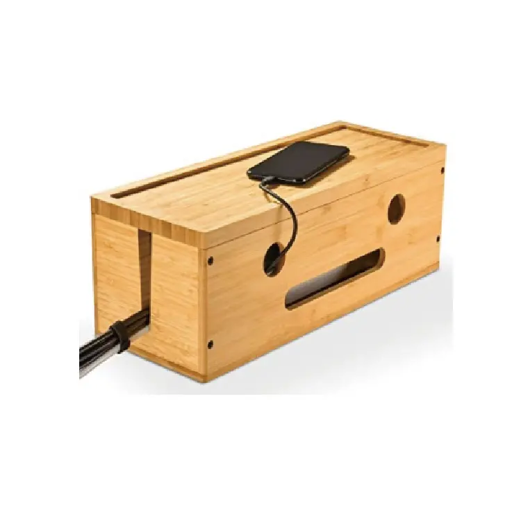 Caja de gestión de cables, organizador de madera, cubierta, caja para ocultar cables