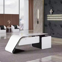 Haute qualité E1 MDF luxe blanc et gris peinture brillante ensemble de table de bureau à domicile gestion de haute technologie bureau exécutif
