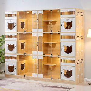 Ahşap, pembe, mavi, gri özelleştirilmiş farklı renk kedi Villa dolap ev kedi kafesi büyük boy 1,2,3,6 katlı kedi kafesi - Product Image 4