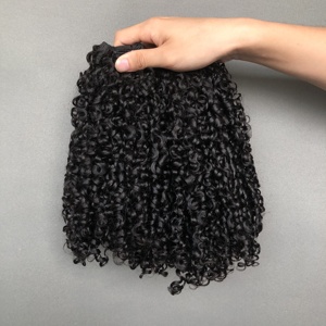 Capelli Umani Brasiliani Super <span class=keywords><strong>Double</strong></span> Drawn all'Ingrosso, Ricci Pixie, Colore Nero Naturale - Product Image 3