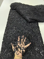 NI.AI bleu royal perlé séquence Net dentelle mariée perle maille dentelle tissu africain Tulle Net pour les femmes robes de mariée