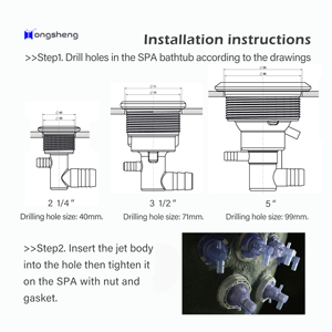 透明方向SPAジェットコーナーワールプール浴槽中型ステンレス鋼ジェット部品ウォータージェットノズル - Product Image 4