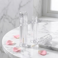 En stock – Nouveaux tubes vides transparents carrés pour brillant à lèvres avec grande brosse, contenants de 7g