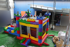 Lilytoys chất lượng tốt đầy màu sắc gạch Inflatable bouncers bouncy lâu đài nhảy Inflatable nước Combo với trượt - Product Image 3