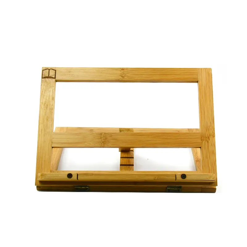 Foldable bamboo bookshelf for customized reading height adjustable portable book mat holder