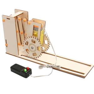 Kit éducatif mécanique en bois OKYN-G5467, modèle d'apprentissage STEM avec porte à ciseaux extensible et entraînement par engrenages, télécommandé - Product Image 2