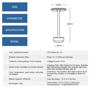 आधुनिक पोर्टेबल वायरलेस एलईडी एलईडी टेबल के लिए टच कंट्रोल सेंसर के साथ टच कंट्रोल सेंसर के साथ आधुनिक पोर्टेबल - Product Image 6