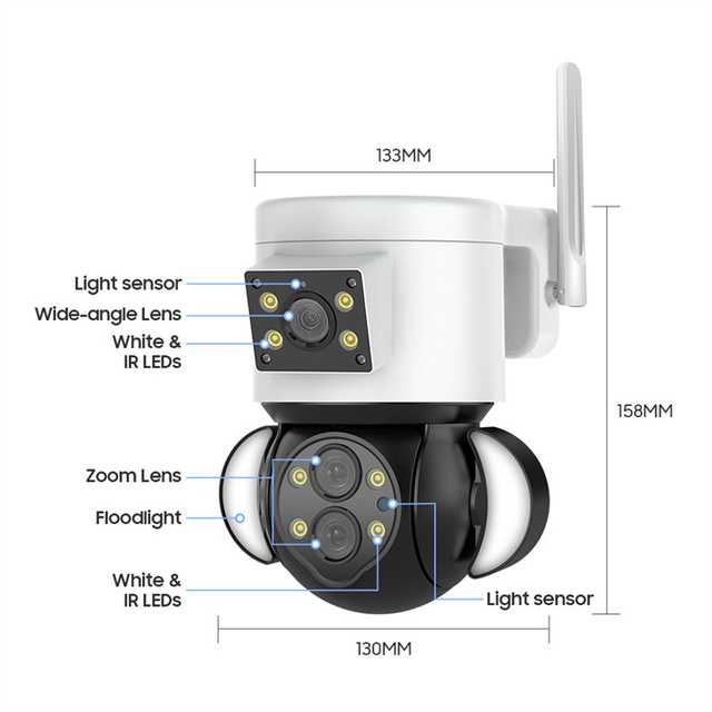 Floodlight IPC360 Home Outdoor Waterproof IP66 Smart Home Security Floodlight IR LED Easy Installation Wifi IP PTZ Camera