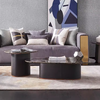 Meubles de maison de luxe, table basse ovale moderne avec plateau en marbre et pieds en acier pour salon, appartement