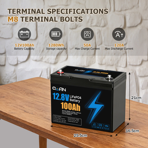 แบตเตอรี่ LiFePO4 12.8V 100Ah 4000 รอบการใช้งาน แบตเตอรี่ลิเธียมสำหรับระบบโซลาร์เซลล์ ระบบสำรองไฟ (UPS) และรถบ้าน (RV) - Product Image 1