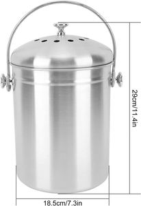 Vente flash : Bac à compost de 1 gallon pour comptoir de cuisine, conteneur à compost en acier galvanisé, bac à compost en métal pour comptoir de cuisine - Product Image 3