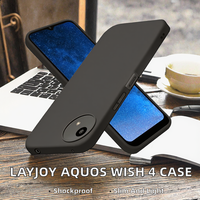 WEVIEW Compatible AQUOS Wish 4 SH-52E Étui pour smartphone en silicone souple TPU noir léger antichoc résistant aux rayures avec cordon
