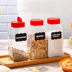 16oz nhựa gia vị lọ với nắp chai nhựa vuông với Shaker nắp lớn Shaker bột lưu trữ <span class=keywords><strong>container</strong></span> để lưu trữ muối - Product Image 1