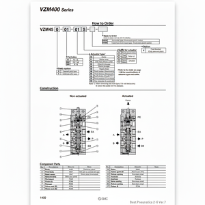 Soupape de commande mécanique pneumatique SMC VZM450-01-02 - Product Image 1