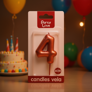 Vela Decorativa para Pastel de Cumpleaños con Número 4 de 6 cm - Product Image 3