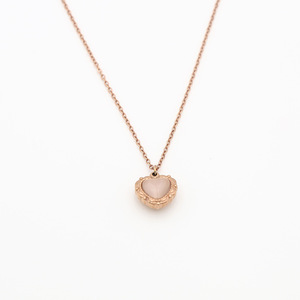 Heart Shape Cat's Eye Stone Necklace Rose Gold Titanium Steel Clavicle Chain For Women Gift Jewelry - Product Image 5