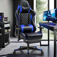 Chaise de jeu ergonomique convertible VANBOW en cuir PU, chaise de bureau pivotante avec repose-pieds massant, chaise de course haute performance